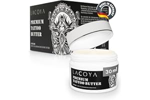 ‎LACOYA LACOYA® - Premium Tattoo Butter für frisch tätowierte Haut - Pflegecreme für tägliche Tattoo After-Care Pflege - Tattoo-Creme mit Shea-Butter vegan, atmungsaktiv (Made in Germany) - Tattoopflege Balm