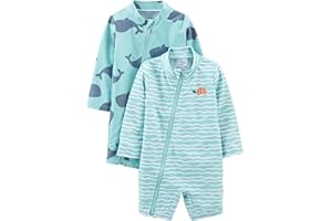 Simple Joys by Carter's Toddlers and Baby Boys' 1-Piece Zip Rashguards, Pack of 2