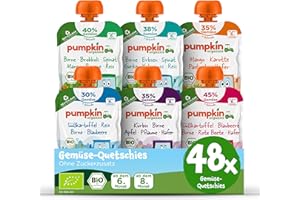 ‎PUMPKIN ORGANICS Pumpkin Organics Querbed Organic Vegetable Squeezies - Squeeze without Added Sugar - Baby Food for Babies from 8 Months - Vegetarian (48 x 100 g) Pack of 48