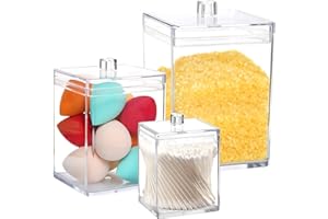 Youngever 3 Paquetes Qtip Dispensador de Plástico Transparente, Soporte para Hisopo de Algodón, Organizador de Baño (1 Set 1800ML, 1 Set 900ML e 1 Set 450ML)