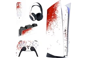 PlayVital Skin für ps5 Konsole Regular Edition,Aufkleber Vinyl-Skin Stickers Schutzfolie Folie für PS5 Konsole,Controller,Ladestation, Headset,Medienfernbedienung-Blutspritzer
