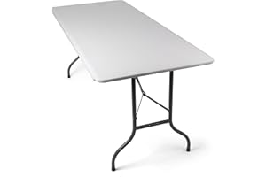 Park Alley Tavolo Pieghevole da Giardino o Campeggio - 180 x 75 x 74 cm - Struttura Robusta in Acciaio Verniciato a Polvere e Piano in Plastica HDPE