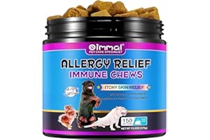 Oimmal Dog Allergy Chews for Dogs - 150pc Soft Chews Itch Immunity Treats for Dog Soothe Itchy Paws, Eyes, Ears, Skin - Supports Seasonal Itching Relief, Itching, Licking, Scratching, 150pcs/Duck