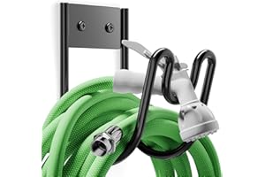 Josmimic Garden Hose Holder - Metal Hose Pipe Holder - Hose Hanger Wall Mounted for 100ft Water Hose Extension Cords Vacuum Hose