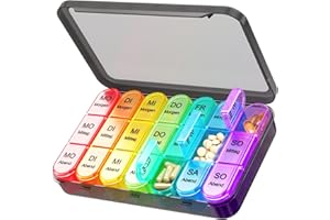 ‎DAVIKY Daviky Tablettenbox 7 Tage Morgens Mittags Abends, Medikamentenbox 7 Tage 3 Fächer mit Großen Separaten Fächern, Wöchentlicher Pillendose Klein für Unterwegs, Pillenbox für Vitaminen und Medikamenten