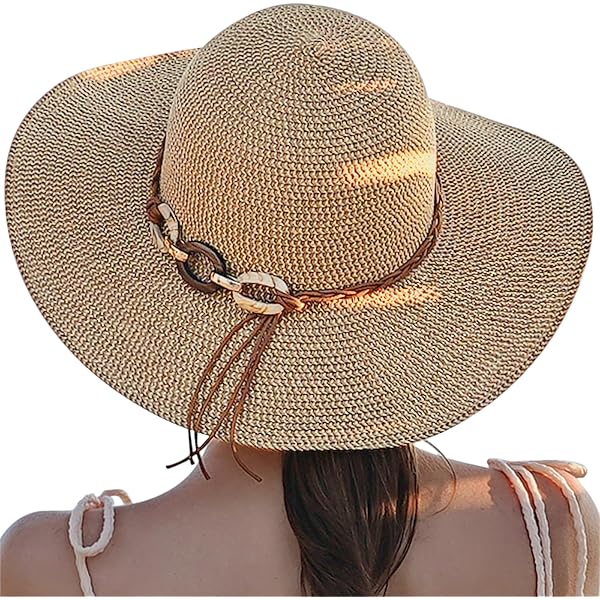 HAPEE Omkeerbare zonnehoed voor dames, UPF 50 , strandhoed, opvouwbaar, brede rand, beige, One size