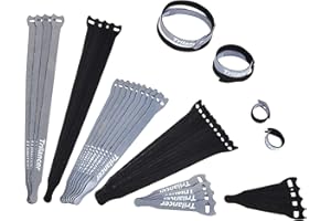 Wiederverwendbare Kabelbinder mit Klett, Trilancer Klettkabelbinder Kabelklett Seilklett mit Klettverschluss, Schnurbinder Gurt Klettbänder für Kabel und Kabelmanagement (3 Größen, 40s-set)