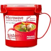 Sistema Medium Microwave Soup Container | Microwave Safe Food Container | 660ml | BPA Free | Red