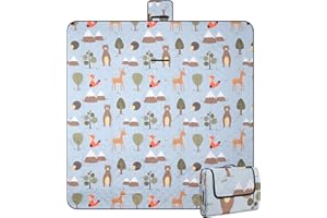 Leisuremix Picknickdecke isoliert 200 x 200cm XXL wasserdicht, 210D Oxford Campingdecke Stranddecke Ultraleicht, Picnic Blanket mit Tragegriff Outdoor Decke für 6-8 Personen, Tiere
