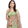 VAIRAGEE Women's Beautiful Soft Net Embroidery Saree With Unstitched Blouse 6079