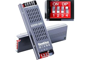GEEKLUX LED Netzteil Trafo 24v dimmbar 200W, Led Transformator 220 230 Volt AC auf 24 Volt DC,Led Treiber Kein Rauschen, Kein Flimmern, Super Wärmeableitung,Kompakter Extrem Dünner für Streifen Licht