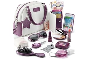 STAR PRINCESS Little Girls Purse with Accessories and Pretend Makeup for Toddlers - My First Purse Set Includes Handbag, Phone, Wallet, Play Makeup and More Pretend Play Toys for Girl Age 3 +, Great Gift for GirlS