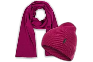 molti Zestaw damskiej czapki i szalika – 100% wełna z merynosów, Öko-Tex Standard 100, czapka beanie i szal z dzianiny, ocieplająca, oddychająca i hipoalergiczna, rozmiary: czapka 55-60 cm, szal 204 x