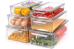 Glovios Organizador Nevera 6 Piezas, Organizadores para la despensa,Organizador Frigorifico,Cajas de Almacenaje de Refrigerador para la Cocina, despensa, armarios, encimeras y refrigerador,sin BPA (B)