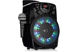 WICKED GIZMOS WG WICKED GIZMOS Karaoke Boombox Machine with Amplifying Speaker, Microphone and LED Lighting Effects with CD Player, Bluetooth and AUX Inputs and RCA Video Out