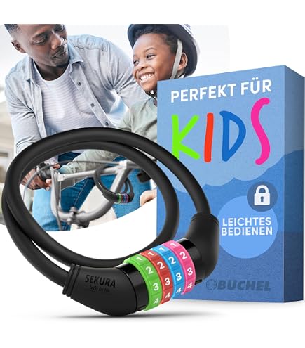 Antivol Vélo Enfant à Code - Câble 10mm X 650mm - Combinaison 4 Chiffres - Coloré Et Léger
