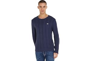 TOMMY JEANS Tommy Hilfiger Męskie swetry TJM Regular Cable Sweter, granatowe, XL, Ciemna granatowa, XL