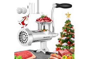 Huanyu - Picadora de carne manual para picadora de carne de acero inoxidable y máquina para embutidos de carne manual y cortador de verduras, lavable en lavavajillas, picadora de carne, talla 10