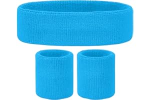 REDSTAR FANCY DRESS Set Bandeau Sport et Bracelets Anti-Transpiration Néon - Déguisement Année 80 Amusant d’Event Fancy Dress - Déguisement Disco Année 80 pour Pride, Sport, Course à Pied, Gymnastique, Tennis