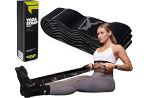 ‎FIZYO Fizyo Pasek do Jogi z 10 Pętlami - Elastyczna Taśma do Rozciągania Nóg, Fitnessu, Pilatesu, Tańca, Gimnastyki, Rehabilitacji, Rozciągliwy Pas do Fizjoterapii i Treningu