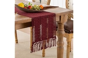 SERENTO Caminos de Mesa Boho Lgodón y Lino Moderno con Borla Camino de Mesa Rustico 30x140cm Tejida de Granja para Decoración de Mesas de Fiestas Navideñas, Bodas y Comedores