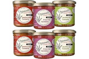 VEGANNETT Bio Brotaufstrich mit Hanf 6 x 135 g | Handwerklich hergestellter Aufstrich mit regionalem Gemüse und exotischen Gewürzen | Herzhaft, vegan & ohne Zusatzstoffe