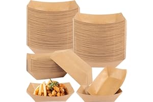 GOSHIES Barquette Frite 125 Pièces Barquettes en Carton Kraft Bols à Frites Barquette Alimentaire Jetable Pour Chips, Saucisses, Salades, Sandwichs