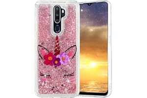 HopMore Glitter Funda para OPPO A9 2020 / A5 2020 Purpurina Silicona Cover 3D Liquido Brillante Dibujos Transparente Carcasa OPPO A5 2020 Resistente Antigolpes Case Protección - Unicornio