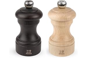 PEUGEOT - Mühlenset Bistro 10 cm Pfeffermühle und Salzmühle - Stahlmahlwerk - Klassische Mahlgradeinstellung - Aus Holz mit PEFC-Siegel - Schwarz Natur