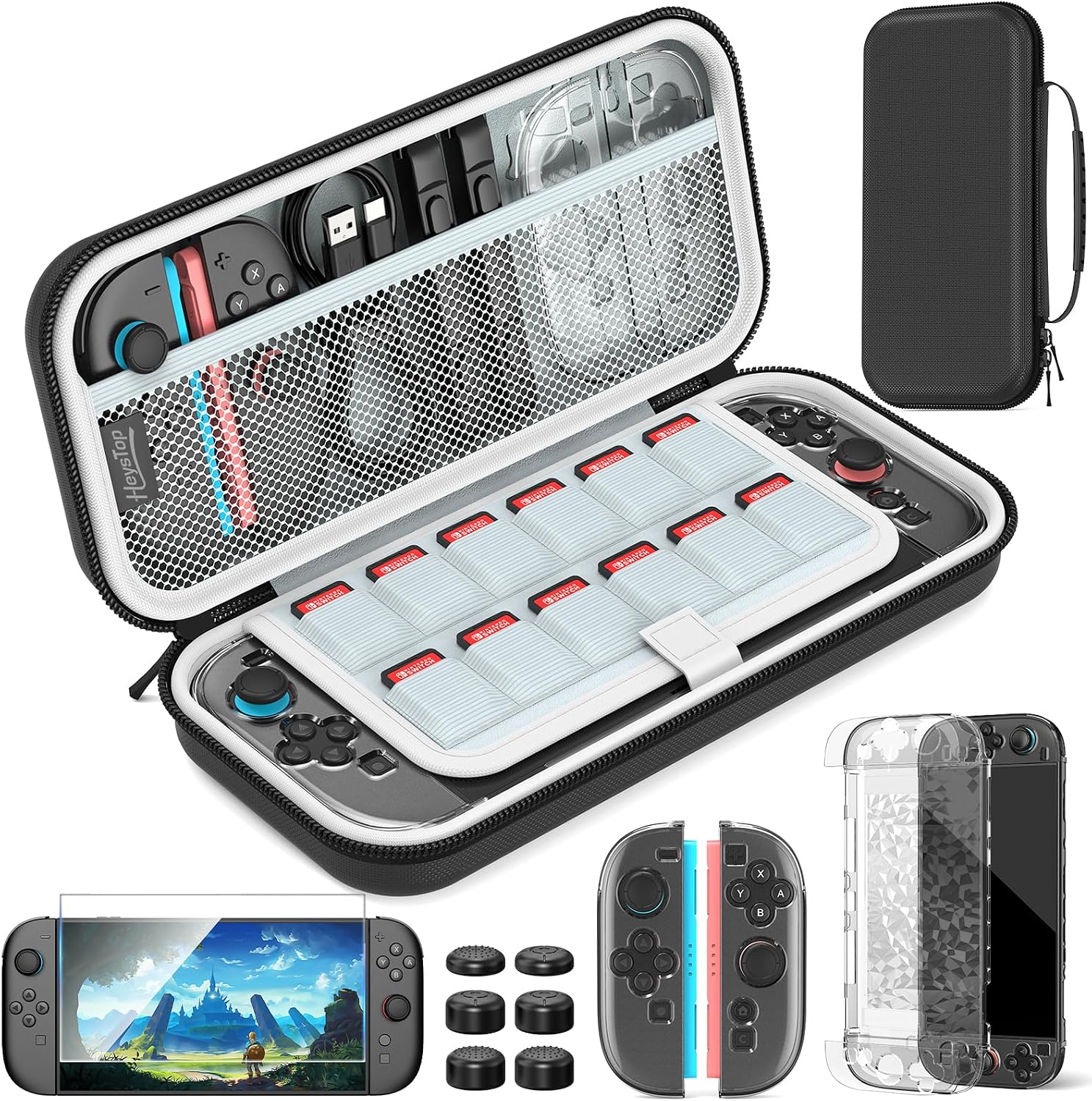 HEYSTOP Funda para El Kit de Accesorios de Nintendo Switch 2, Estuche de Viaje para Switch 2, Carcasa Protectora de Base Insertable con Protección de Pantalla para La Consola Nintendo Switch 2