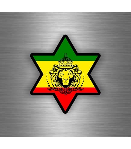 Akachafactory Selbstklebend Sticker Auto Rasta Jah Reggae Haile Selassie Äthiopien Flagge