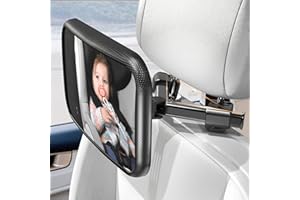 RUKIE Spiegel Auto Baby Rückbank – Klarer Blick Auf Autospiegel Rücksitz – 360° Drehung, Bruchfestes, Baby Autospiegel Mit Hook-Clip-Design Passend Für Die Meisten Fahrzeuge