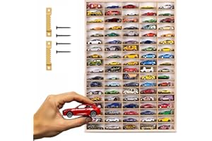 ART TWIST HOME Vetrina Vitrina Expositora para Colecciones con 90 Compartimentos | Expositor Coches Hot Wheels | Vitrina Pared 50cm x 71cm x 4cm | Expositor de Madera (Mensola Senza Motivo)