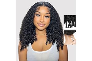 ALIONLY Burmese Curly Perruque Cheveux Humain 9x6 Glueless Wig Human Hair with Spiral Curls Ends,220 Density Drawstring Pre Plucked Pre Cut Wear and Go HD Lace Closure Effortless for Black Women 18 pouces