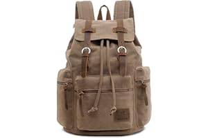 VARLIVOO Vintage Hommes Sac à Dos Universitaire Sac À Dos Collège Daypack Ordinateur Portable 15,6" Pouces Sacs D'école Travail Voyage Toile