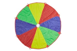 Relaxdays Jeu pour Enfants, Parachute avec 8 poignées, Design Arc-en-Ciel, diamètre 2 m, extérieur (Jardin), Multicolore