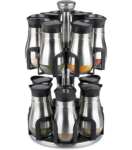 Relaxdays Portaspezie Girevole da Cucina, 20 Barattoli Porta Spezie