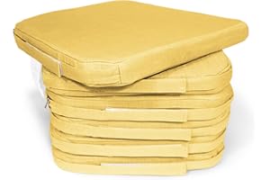 MANEMI Pack 6 Cojines para Silla 42x40x36x4cm - Cojín Decorativo de Lino con Textura de Bambú para Silla, Sofá o Comedor - Juego de Cojines de Asiento Estilo Rústico y Transpirable con Cintas de Sujeción