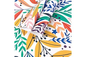 YULLPAPER Papier Adhesif pour Meuble Coloré Papier Peint Adhesif Motif Fleurs et Feuilles Tropical Papier Peint Jungle Salon Chambre Film Autocollant Meuble Vinyl Papier Adhésif Décoratif Mat 44,5 X 1000cm