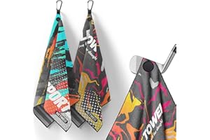 NETMEO Set di 2 asciugamani magnetici da golf, con forti magneti che si attaccano saldamente a sacche da golf, carrelli o mazze, con design a nido d'ape e comodo gancio (Crepe luminose)
