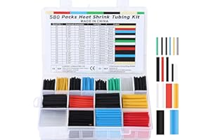 WUFANC Guaina Termorestringente - 580 Pezzi Alta Qualità EVA Materiale Guaine Termorestringenti in 6 Colori e 11 Misure, Retrazione 2:1, Tubo Termorestringente Per la Protezione dei Cavi