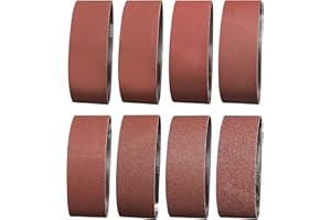 Sruhrak Nastri Abrasivi 75x533mm - 2 Ciascuno di Grane 40/60/80/120/180/240/320/400 Carta Abrasiva per Levigatrice a Nastro, per Levigare,Limare,Affilare e Rimuovere Metallo/Legno (16 Pezzi)