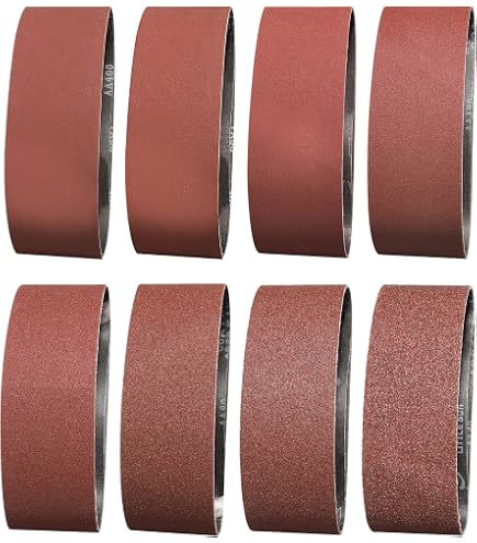 Sruhrak Nastri Abrasivi 75x457mm -1 Ciascuno di Grane 40/60 & 2 Ciascuno di Grane 80/120/180/240/320/400 Carta Abrasiva per Levigatrice a Nastro, per Levigare e Rimuovere Metallo/Legno (14 Pezzi