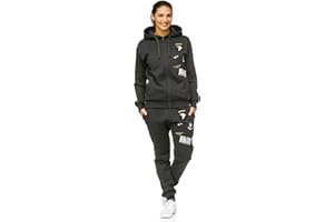 Violento Damen Jogging-Anzug | USA Patches Strick 685 | Trainings-Anzug aus 100% Baumwolle | Sporthose+Hoodie | Sport-Anzug | S-XXL
