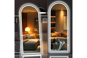 Hasipu 180 X 80cm Full Length Mirror with Lights, White Frame Arch Led Mirror Full Length and 3 Colors Temperatures & Brightness Adjustable,Light Up Mirrors Full Body for Bedroom Cloakroom Living Room