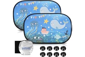 CUTLOT Auto Sonnenschutz für Kinder & Baby, Sonnenschutz Auto Seitenscheibe UV Schutz UPF50+, Elektrostatische Filmadsorption mit 8 Saugnäpfe, 51x31cm Verdunklung mit Tier Motiven