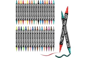 LCXCXY Markery do malowania akrylowego, 36 kolorów, markery pędzlowe z podwójną końcówką, do malowania skalnego, drewna, szkła, ceramik