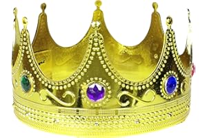 Balinco Krone in Gold | Königskrone | Königin | Crown mit farbigen Rubinen besetzt - das perfekte Accessoire für Ihr Königskostüm
