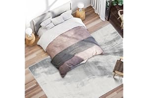 Vamcheer Machine Washable Rugs for Living Room - Large Modern Soft Faux Short Pile Area Rugs for Bedroom Dining Room Abstract Carpet for Office Non Slip Non Shedding Grey White Rug, 160x230CM