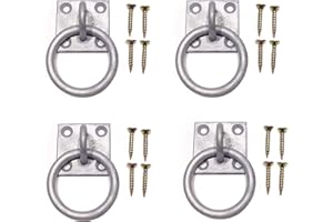 BURNTEC Tie Ring on Plate 50mm x 50mm Pack of 4 (Galvanised) Dog Animal Tether Horse HAY NET TACK TIE UP Stable Ring Hook